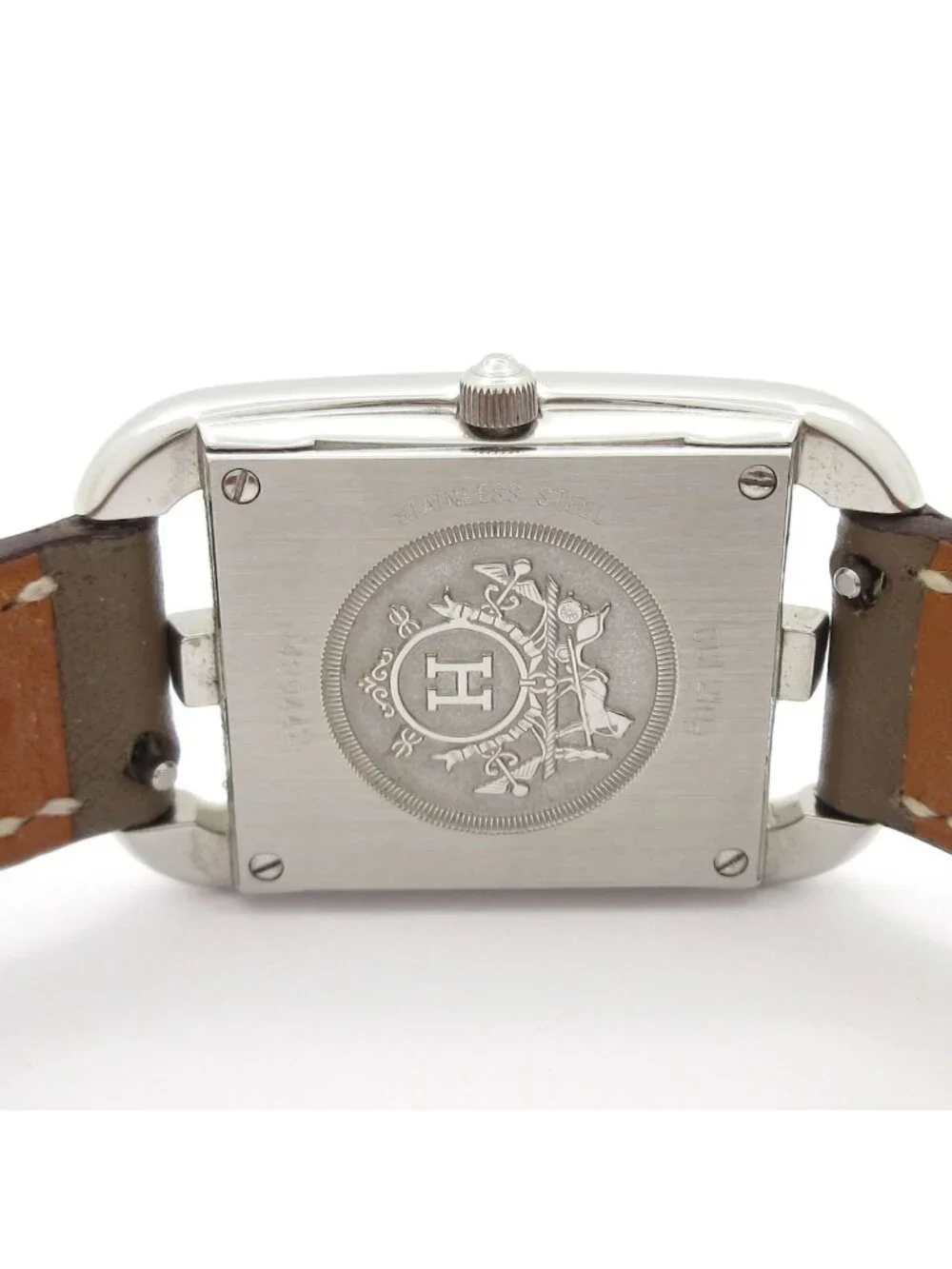Hermes Watch Cape God Leather Strap Silver